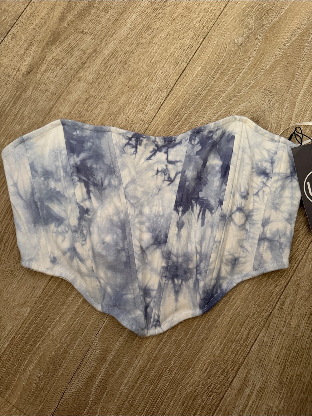 Cotton Candy LA Boned Strapless Corset Tube Tube Cloud Print Blue White Small